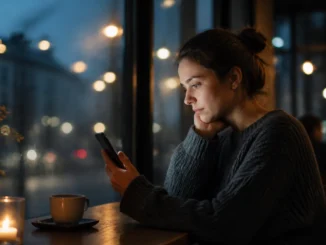 Telefon s nepravidelnými zprávami a člověk čekající na odpověď