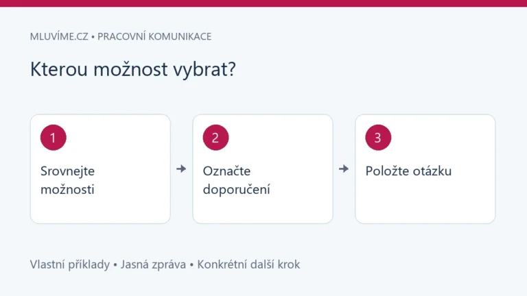 Kterou možnost vybrat?: Srovnejte možnosti, Označte doporučení, Položte otázku