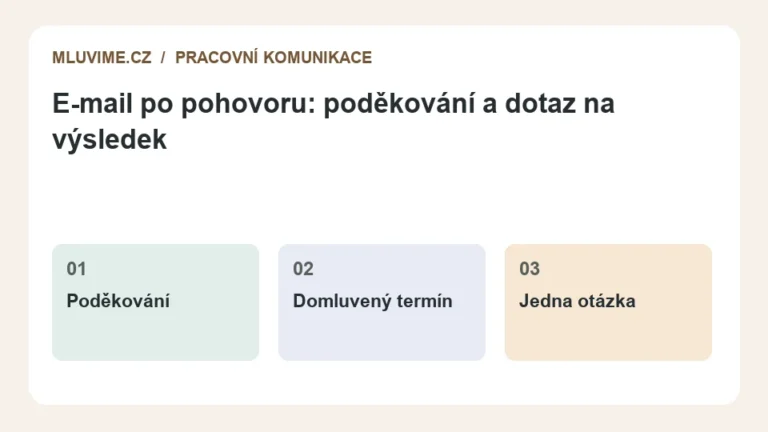Schéma: Poděkování, Domluvený termín, Jedna otázka.