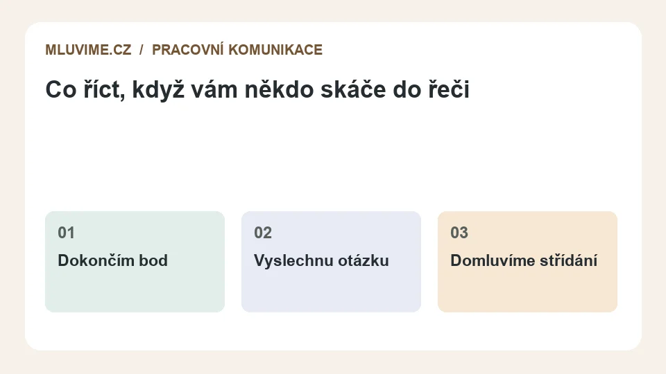 Schéma: Dokončím bod, Vyslechnu otázku, Domluvíme střídání.