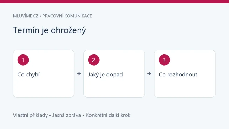 Termín je ohrožený: Co chybí, Jaký je dopad, Co rozhodnout